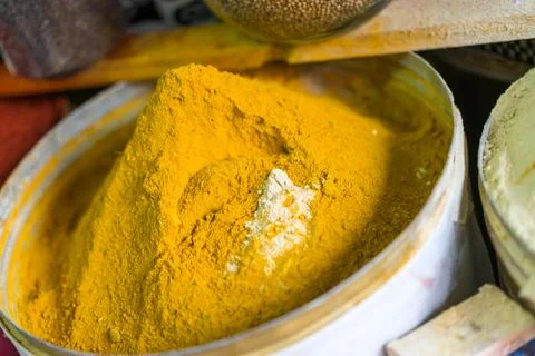 Yellow spice pot Stock Photos