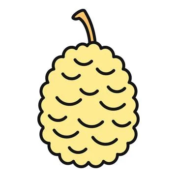 Yellow spiky tropical fruit flat cartoon drawing Stock Illustration
