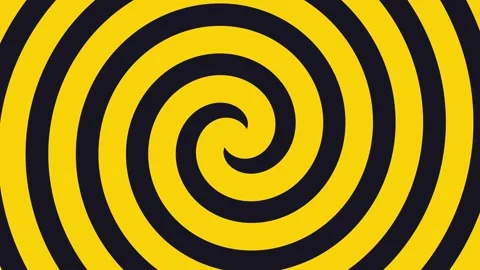 Yellow spiral background in black circular moving optical illusion Stock Footage 296285515