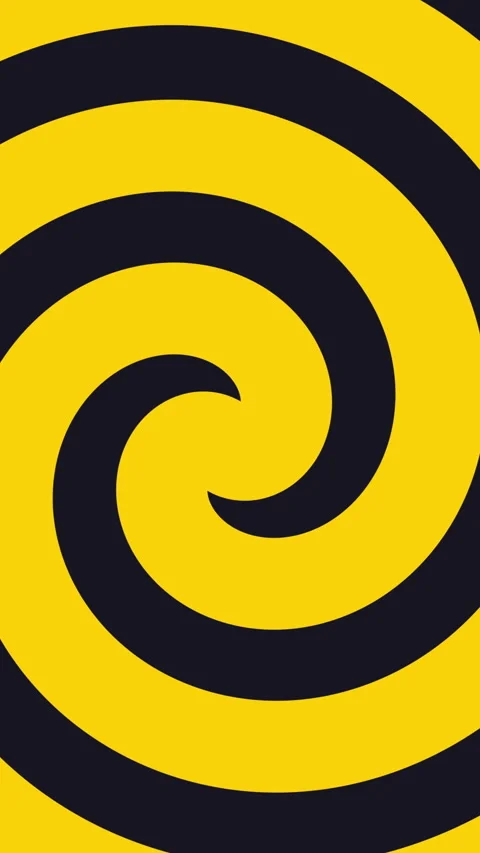 Yellow Spiral Black Circular Optical Illusion Tunnel Hypnotic 3D Vertical Video Stock Footage 310351985