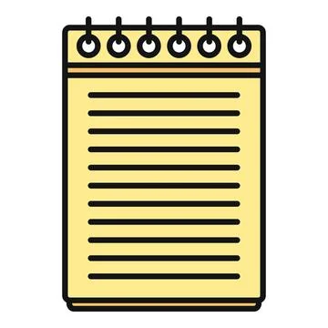Yellow spiral bound notepad with lined paper 库存插图