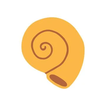 Yellow spiral nautilus snail shell vector illustration. Flat ocean marine Illustrazione stock