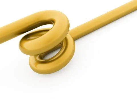 Yellow spiral spring rendered on white background 스톡 일러스트