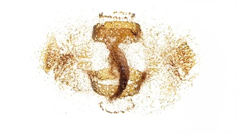 Yellow splash drop liquid on white bg able to loop Stock Footage 314647527