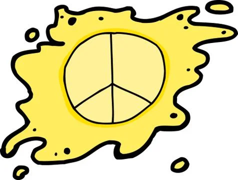 Yellow Splattered Peace Symbol Stock Illustration