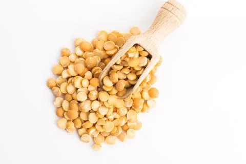 Yellow split peas isolated on white background Stock Photos