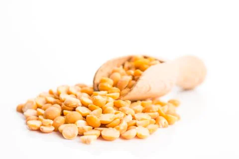 Yellow split peas isolated on white background Stock Photos