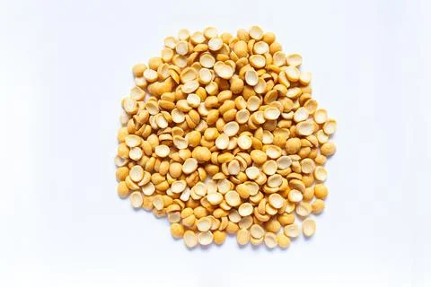 Yellow split peas on white background Stock Photos
