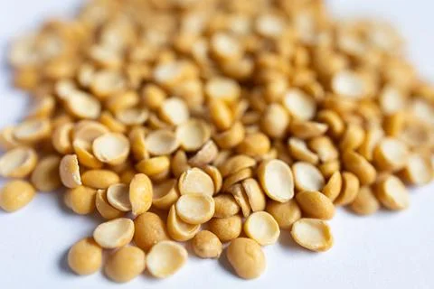 Yellow split peas on white background Stock Photos