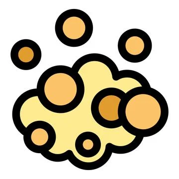 Yellow sponge absorbing cleaning bubbles creating foam icon Stock Illustration