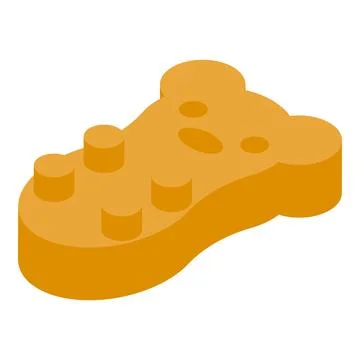 Yellow sponge for bath in the shape of a bear cub isometric view Illustrazione stock