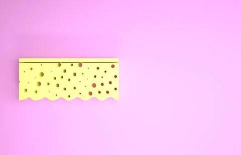 Yellow Sponge with bubbles icon isolated on pink background. Wisp of bast for Stock Illustration
