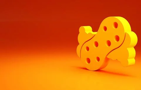 Yellow Sponge with bubbles icon isolated on orange background. Wisp of bast f Stock Illustration