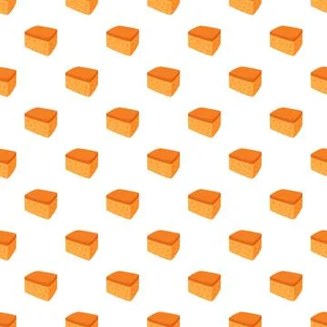 Yellow sponge cake seamless pattern over white background Stock Illustration