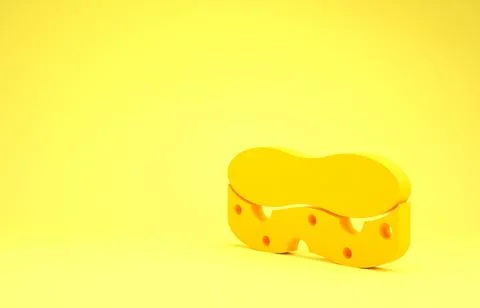 Yellow Sponge icon isolated on yellow background. Wisp of bast for washing di Stock Illustration