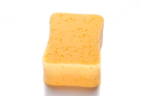 Yellow sponge on White background 写真素材