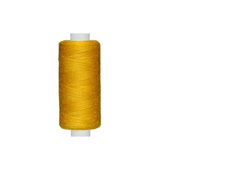 Yellow spool of sewing thread isolated on white background Stock Photos