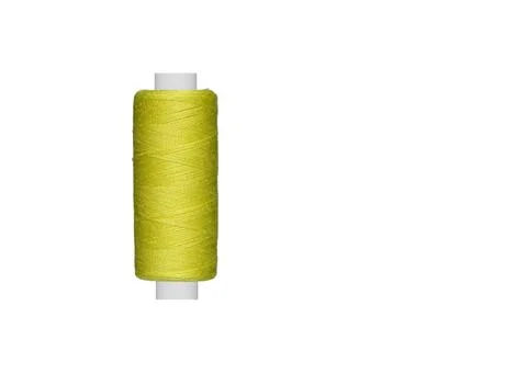 Yellow spool of sewing thread isolated on white background Stock Photos