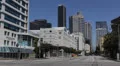 Yellow Sport Car Passing by in Downtown Los Angeles, LA, California, USA Traffic HD Footage
