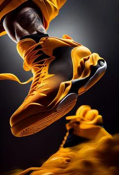 Yellow sports shoe on ground Stock Illustration