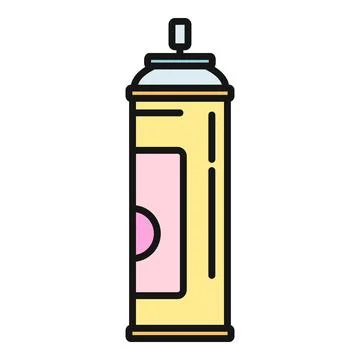 Yellow spray can with pink label icon Stock Illustration