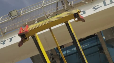 Yellow Spreader And Crane Stock Footage 63086390