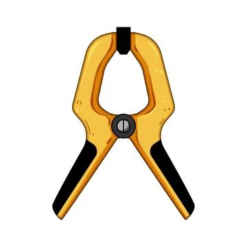 Yellow spring clamp gripping tool for construction Stock Illustration