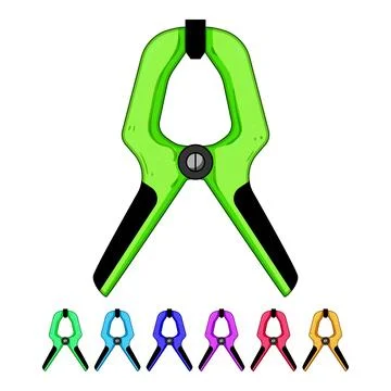 Yellow spring clamp gripping tool for construction Stock Illustration