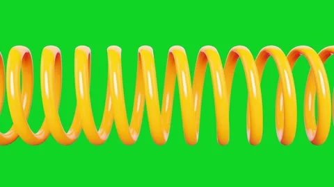 Yellow spring is compressed and expanded against a green background chroma key Stock Footage 239367680