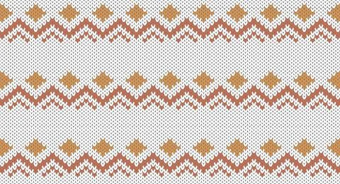 Yellow square and orange zigzag knitted design, Festive Sweater Design. Sea.. Illustrazione stock
