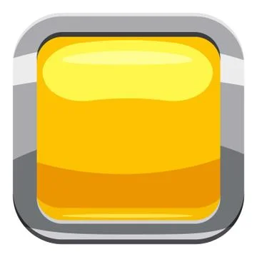 Yellow square button icon, cartoon style Illustrazione stock