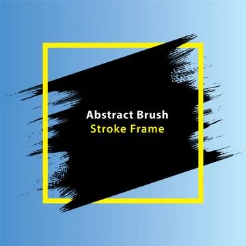A yellow square frame brush stroke on yellow background, Stock Illustration