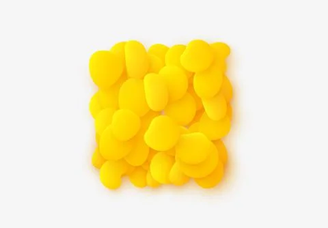 Yellow square isolated background. Design elements of liquid rounded plastic  Stock Illustration
