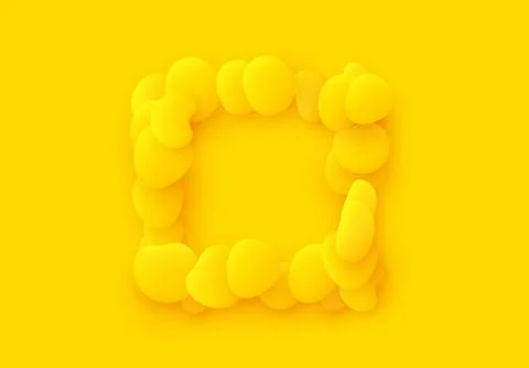 Yellow square isolated background. Design elements of liquid rounded plastic Stock Illustration