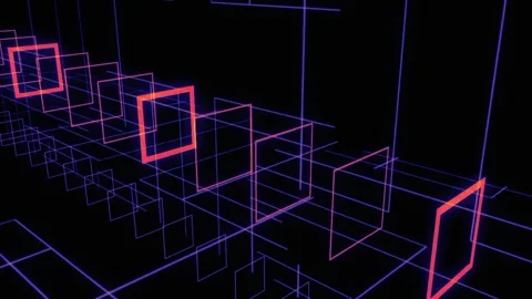 Yellow Square Lights Animation  Stock Footage 232789047