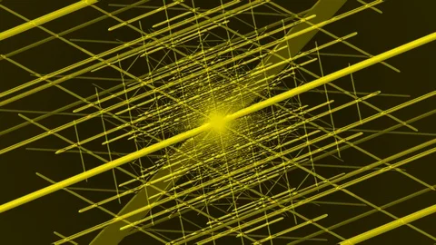 Yellow Square of Lines Rotation Stock Footage 100690202