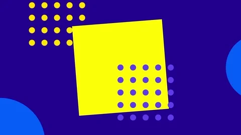 Yellow Square Memphis Pattern Stock Footage 343511259