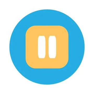 Yellow Square Pause Button On Round Blue Icon Illustrazione stock