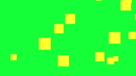 Yellow Square Shapes Falling on Green Screen Background Stock Footage 330985393