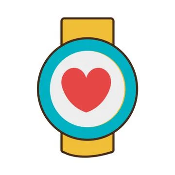 Yellow square watch with workout and media icon on the screen, vector graphic イラスト素材