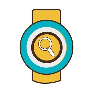 Yellow square watch with workout and media icon on the screen, vector graphic Stock Illustration
