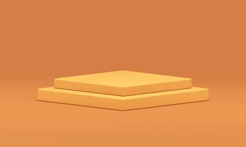 Yellow squared 3d podium product presentation studio background interior show Stock Illustration