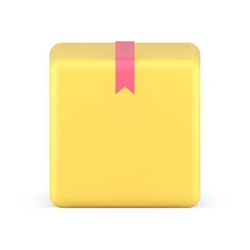 Yellow squared container freight delivery transportation parcel with pink tap Illustrazione stock