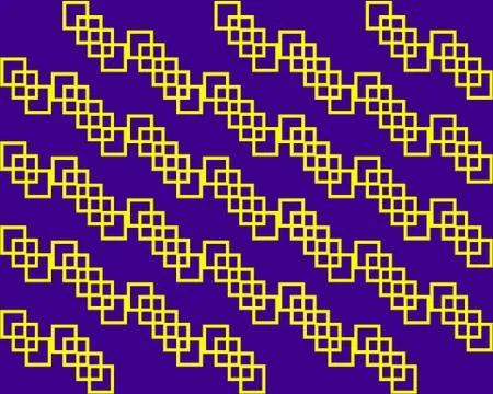 Yellow squares rectangles symmetrical pattern on lilac background 스톡 일러스트