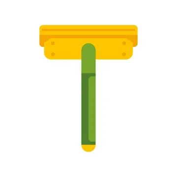 Yellow squeegee with green handle cleaning tool Illustration