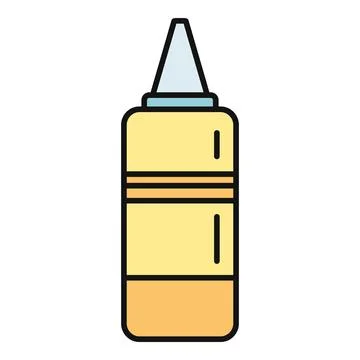 Yellow squeeze bottle condiment fast food icon design Stock Illustration