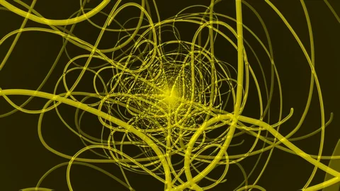Yellow Squiggle Line 01 Rotation Stock Footage 100701087