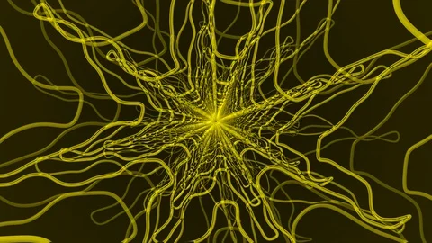 Yellow Squiggle Star Rotation Stock Footage 100852889