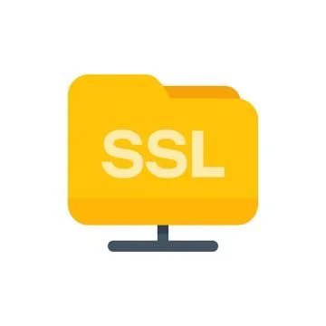 Yellow ssl folder connecting through server icon Illustrazione stock