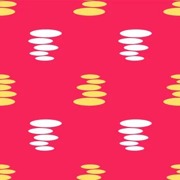 Yellow Stack hot stones icon isolated seamless pattern on red background. Spa Stock Illustration